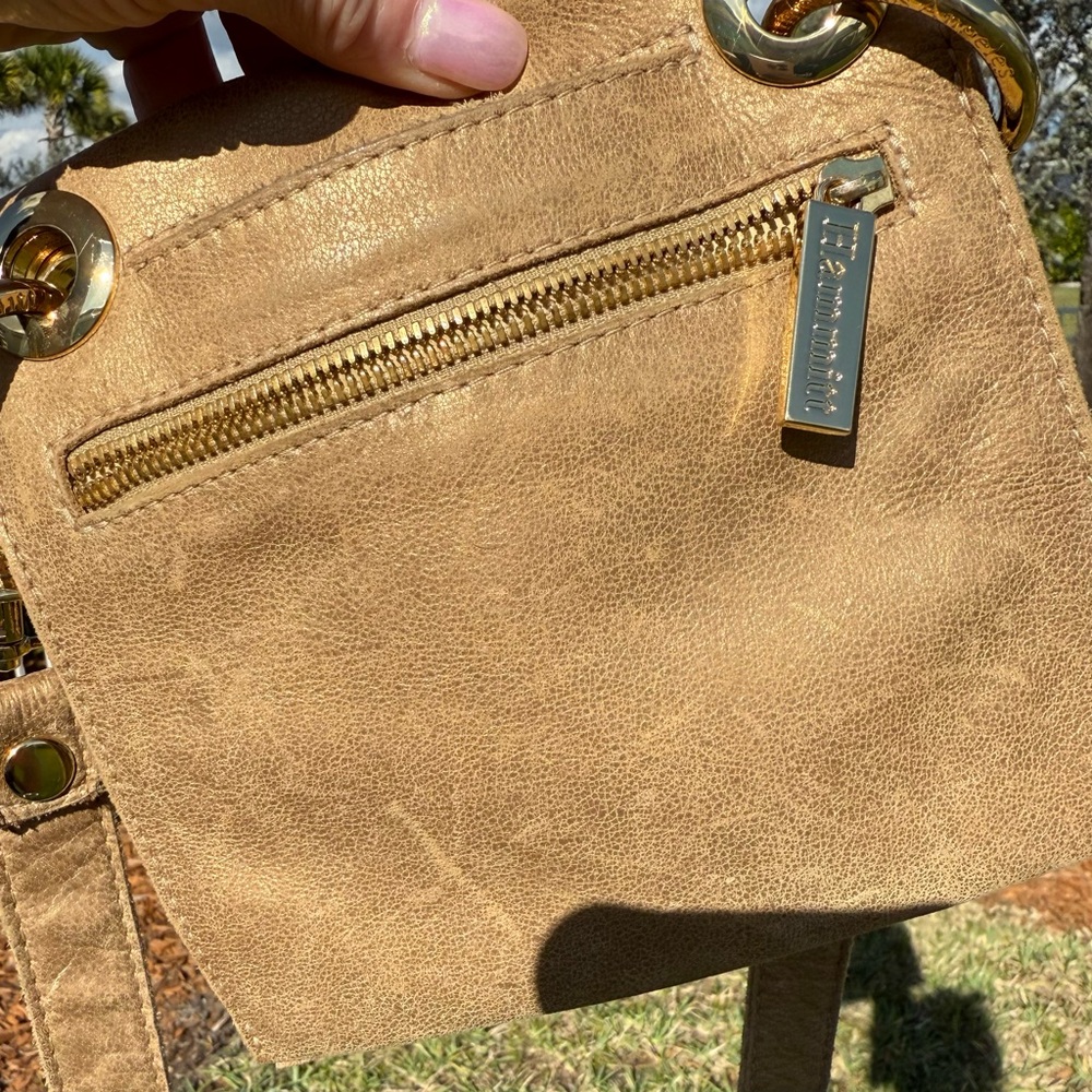 Hammitt Leather Crossbody Clutch Reversible Brushed Gold Bag. - Picture 10 of 12